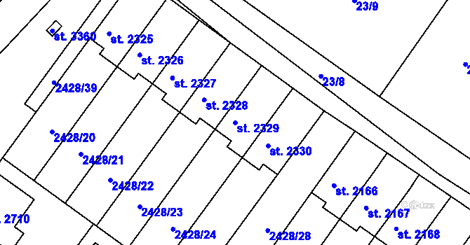 Parcela st. 2329 v KÚ Lysá nad Labem, Katastrální mapa