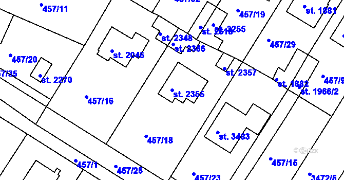 Parcela st. 2355 v KÚ Lysá nad Labem, Katastrální mapa