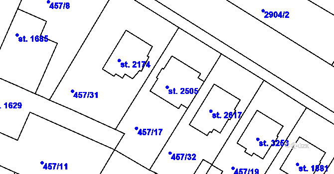 Parcela st. 2505 v KÚ Lysá nad Labem, Katastrální mapa