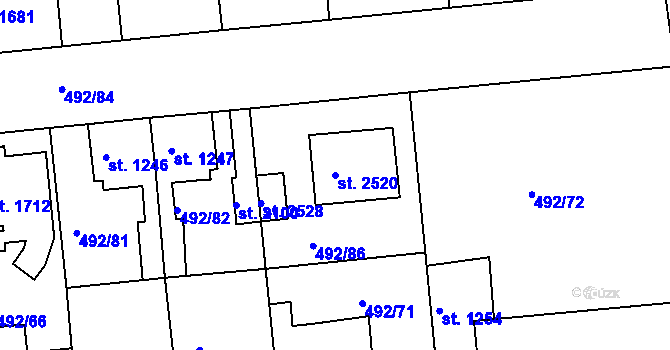 Parcela st. 2520 v KÚ Lysá nad Labem, Katastrální mapa