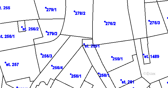 Parcela st. 2591 v KÚ Lysá nad Labem, Katastrální mapa
