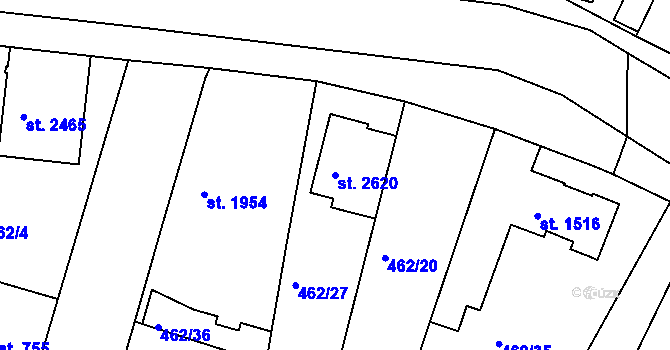 Parcela st. 2620 v KÚ Lysá nad Labem, Katastrální mapa