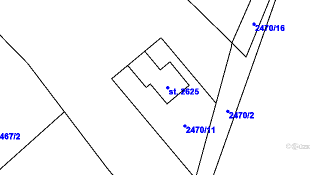 Parcela st. 2625 v KÚ Lysá nad Labem, Katastrální mapa