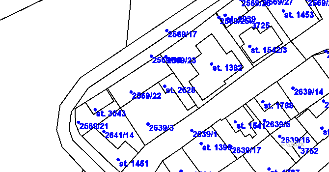 Parcela st. 2628 v KÚ Lysá nad Labem, Katastrální mapa