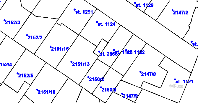 Parcela st. 2666 v KÚ Lysá nad Labem, Katastrální mapa