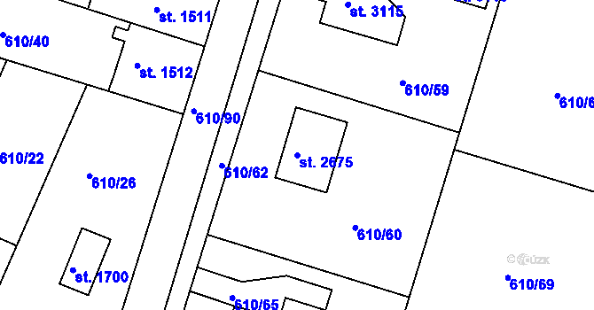 Parcela st. 2675 v KÚ Lysá nad Labem, Katastrální mapa