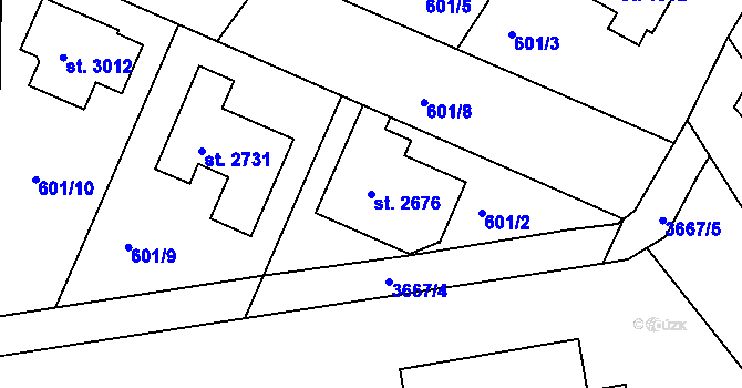 Parcela st. 2676 v KÚ Lysá nad Labem, Katastrální mapa