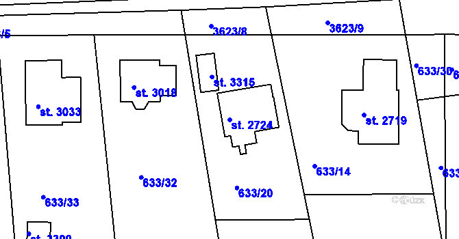 Parcela st. 2724 v KÚ Lysá nad Labem, Katastrální mapa