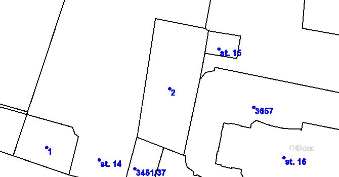 Parcela st. 2 v KÚ Lysá nad Labem, Katastrální mapa