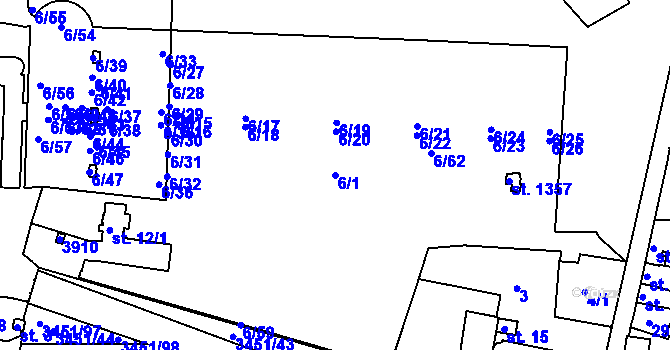 Parcela st. 6/1 v KÚ Lysá nad Labem, Katastrální mapa