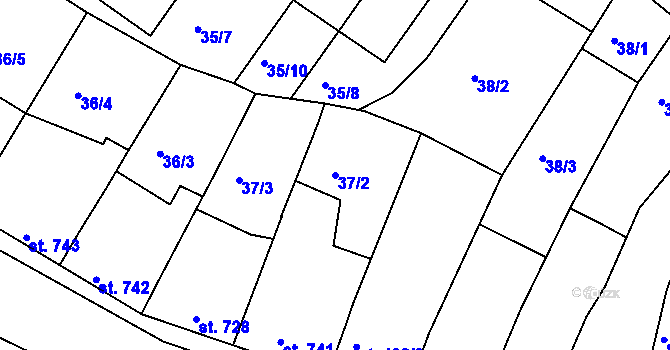 Parcela st. 37/2 v KÚ Lysá nad Labem, Katastrální mapa