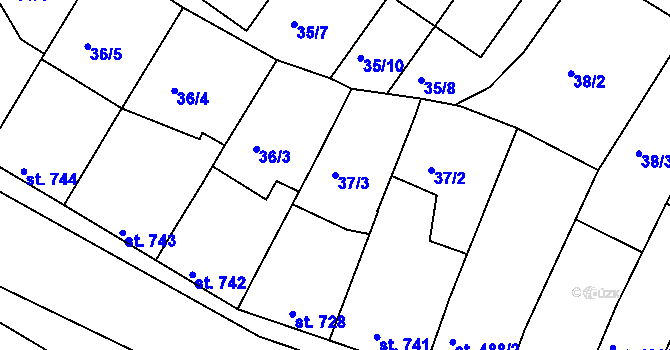 Parcela st. 37/3 v KÚ Lysá nad Labem, Katastrální mapa