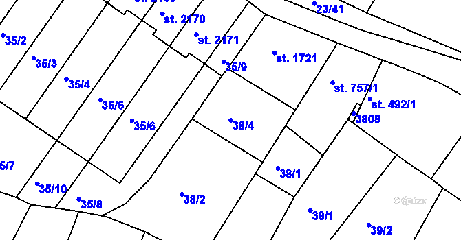 Parcela st. 38/4 v KÚ Lysá nad Labem, Katastrální mapa
