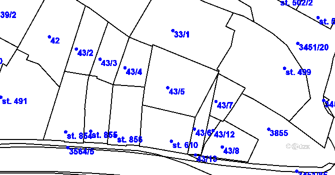 Parcela st. 43/5 v KÚ Lysá nad Labem, Katastrální mapa