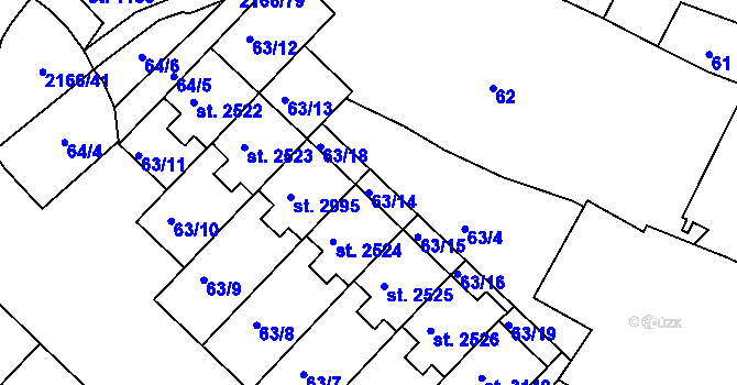 Parcela st. 63/14 v KÚ Lysá nad Labem, Katastrální mapa