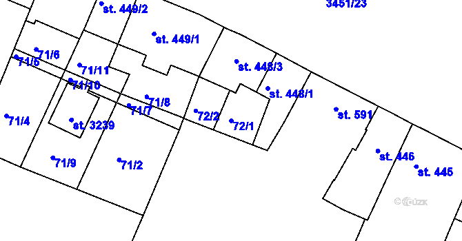 Parcela st. 72/1 v KÚ Lysá nad Labem, Katastrální mapa