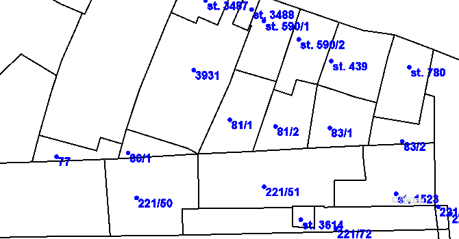 Parcela st. 81/1 v KÚ Lysá nad Labem, Katastrální mapa