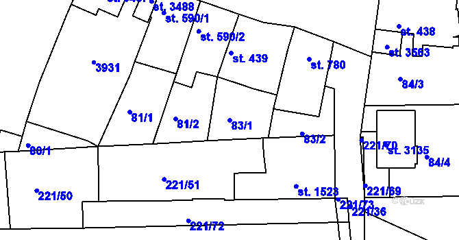 Parcela st. 83/1 v KÚ Lysá nad Labem, Katastrální mapa