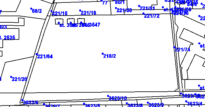 Parcela st. 218/2 v KÚ Lysá nad Labem, Katastrální mapa