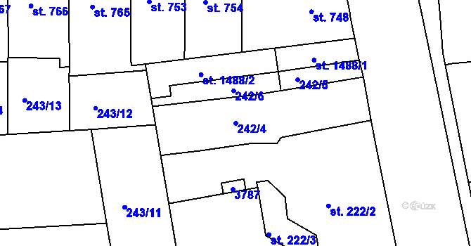 Parcela st. 242/4 v KÚ Lysá nad Labem, Katastrální mapa
