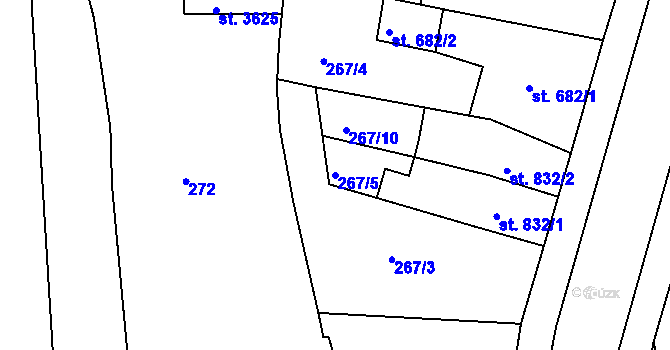 Parcela st. 267/5 v KÚ Lysá nad Labem, Katastrální mapa