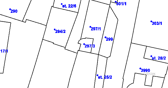 Parcela st. 297/3 v KÚ Lysá nad Labem, Katastrální mapa