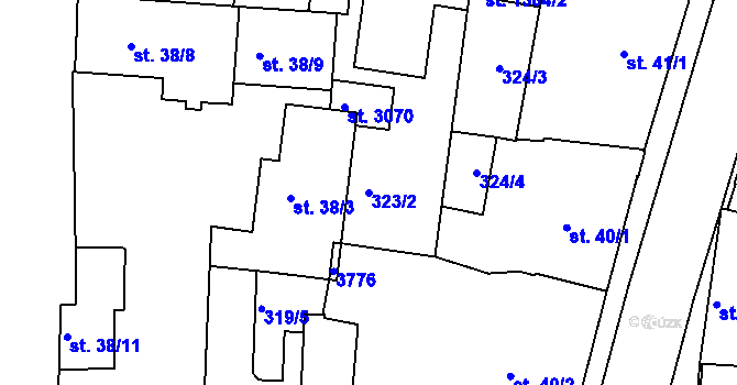 Parcela st. 323/2 v KÚ Lysá nad Labem, Katastrální mapa