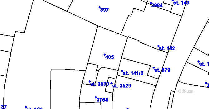 Parcela st. 405 v KÚ Lysá nad Labem, Katastrální mapa
