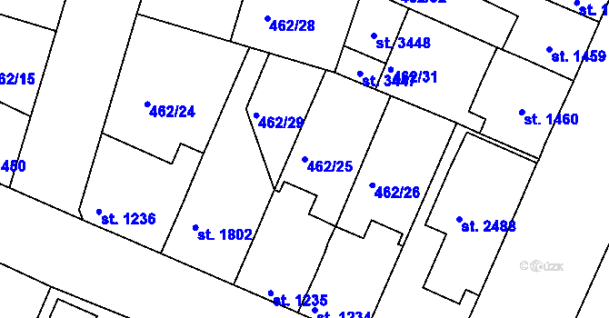 Parcela st. 462/25 v KÚ Lysá nad Labem, Katastrální mapa
