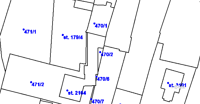 Parcela st. 470/2 v KÚ Lysá nad Labem, Katastrální mapa