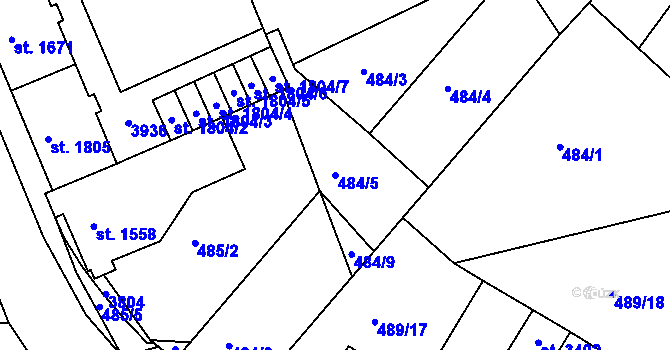 Parcela st. 484/5 v KÚ Lysá nad Labem, Katastrální mapa
