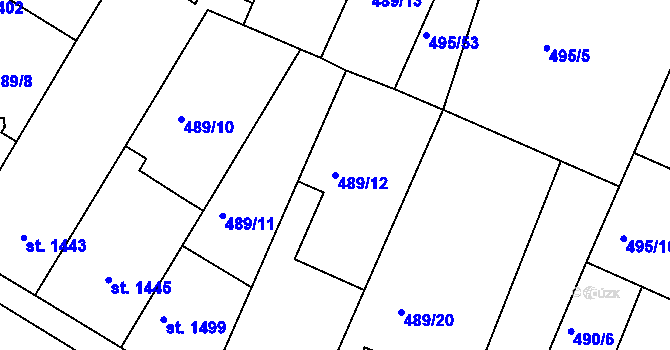 Parcela st. 489/12 v KÚ Lysá nad Labem, Katastrální mapa