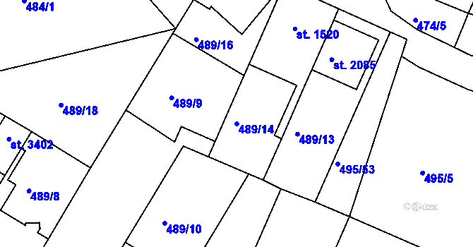 Parcela st. 489/14 v KÚ Lysá nad Labem, Katastrální mapa