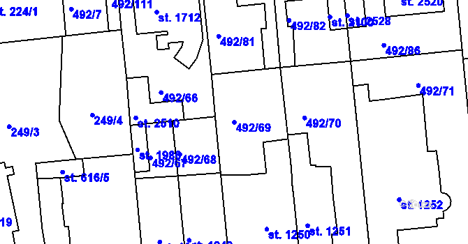 Parcela st. 492/69 v KÚ Lysá nad Labem, Katastrální mapa