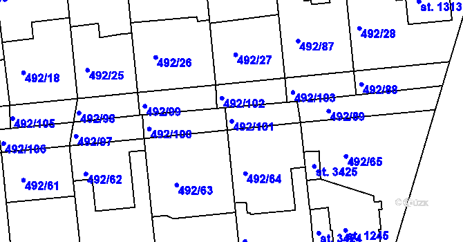 Parcela st. 492/101 v KÚ Lysá nad Labem, Katastrální mapa