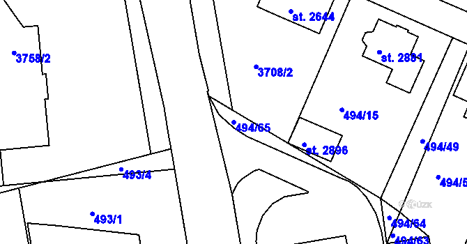 Parcela st. 494/65 v KÚ Lysá nad Labem, Katastrální mapa