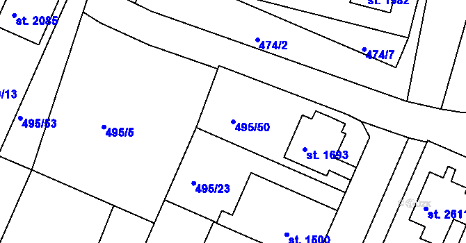 Parcela st. 495/50 v KÚ Lysá nad Labem, Katastrální mapa