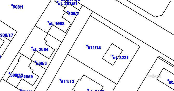 Parcela st. 511/14 v KÚ Lysá nad Labem, Katastrální mapa