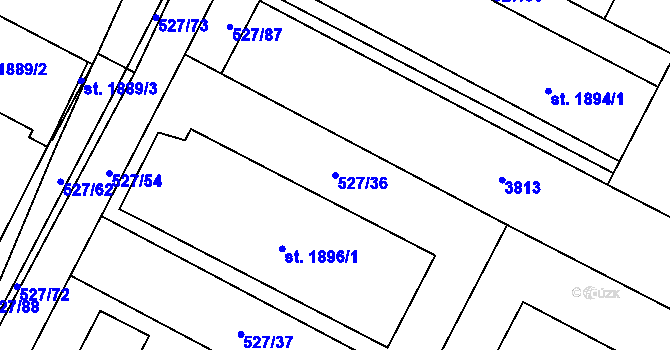 Parcela st. 527/36 v KÚ Lysá nad Labem, Katastrální mapa