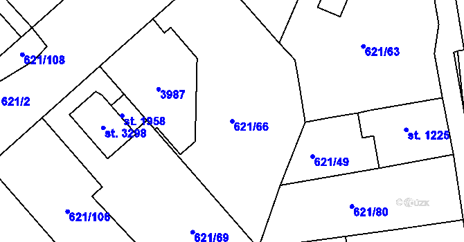 Parcela st. 621/66 v KÚ Lysá nad Labem, Katastrální mapa