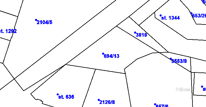 Parcela st. 694/13 v KÚ Lysá nad Labem, Katastrální mapa