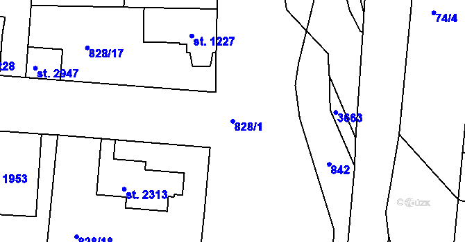 Parcela st. 828/1 v KÚ Lysá nad Labem, Katastrální mapa