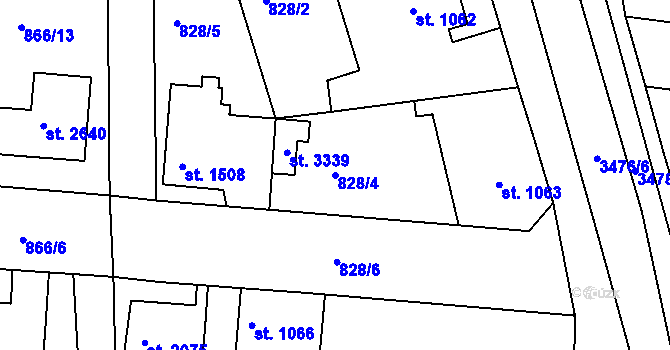 Parcela st. 828/4 v KÚ Lysá nad Labem, Katastrální mapa