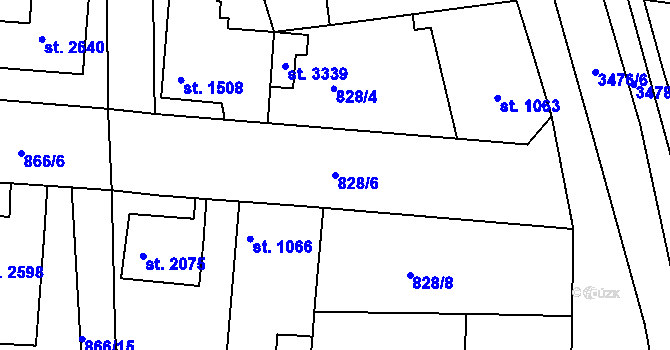 Parcela st. 828/6 v KÚ Lysá nad Labem, Katastrální mapa