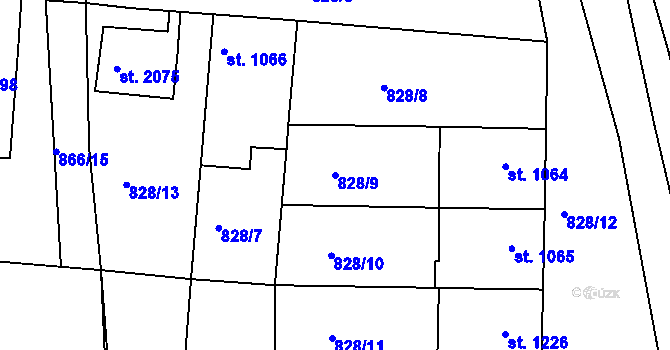 Parcela st. 828/9 v KÚ Lysá nad Labem, Katastrální mapa