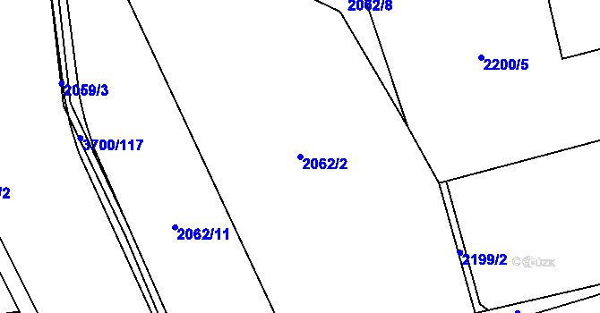 Parcela st. 2062/2 v KÚ Lysá nad Labem, Katastrální mapa