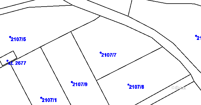 Parcela st. 2107/7 v KÚ Lysá nad Labem, Katastrální mapa