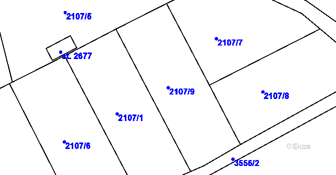 Parcela st. 2107/9 v KÚ Lysá nad Labem, Katastrální mapa