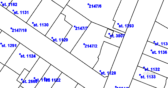 Parcela st. 2147/2 v KÚ Lysá nad Labem, Katastrální mapa