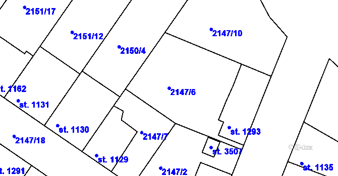 Parcela st. 2147/6 v KÚ Lysá nad Labem, Katastrální mapa